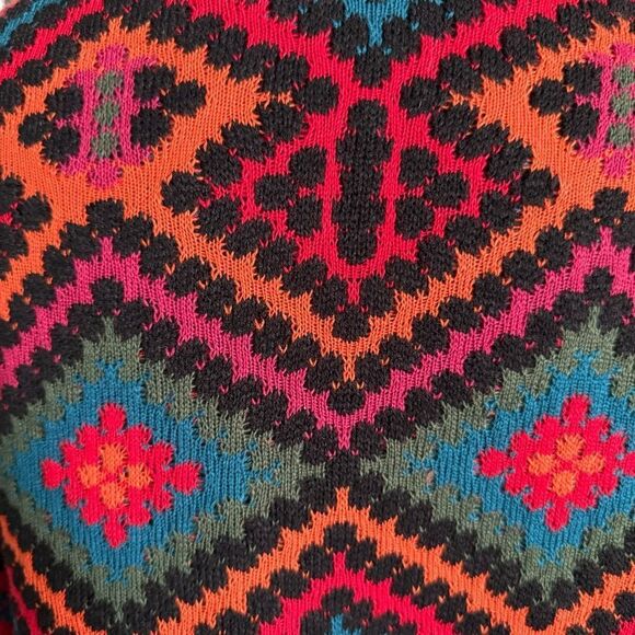 Farm Rio Rauti Multicolored Turtleneck Sweater with Beaded Fringe Size M - Picture 7 of 11